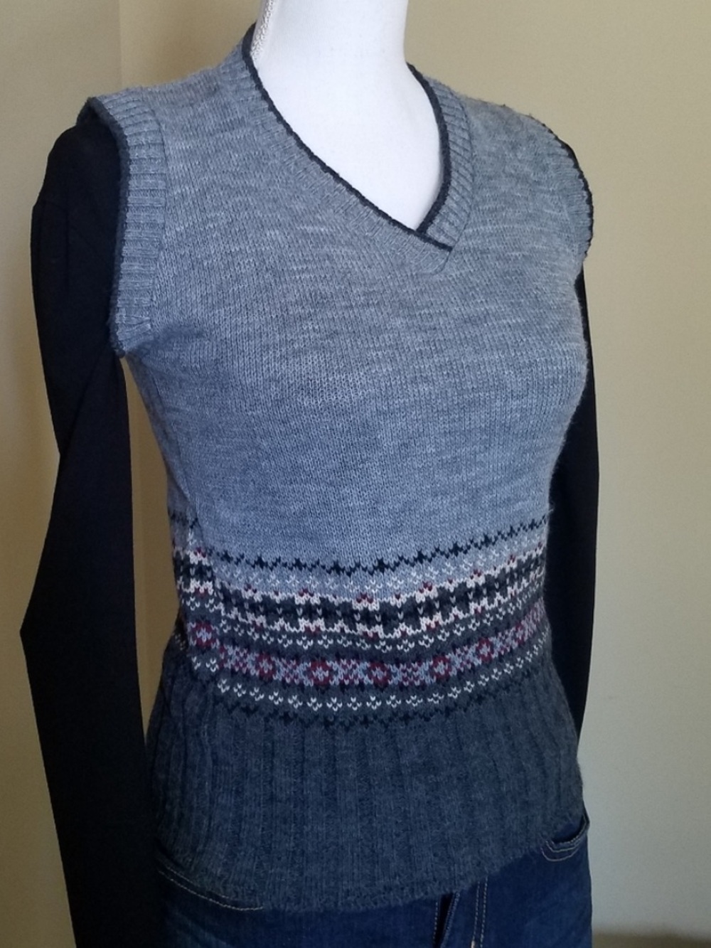 Grey Multi Sleeveless Sweater Vest
